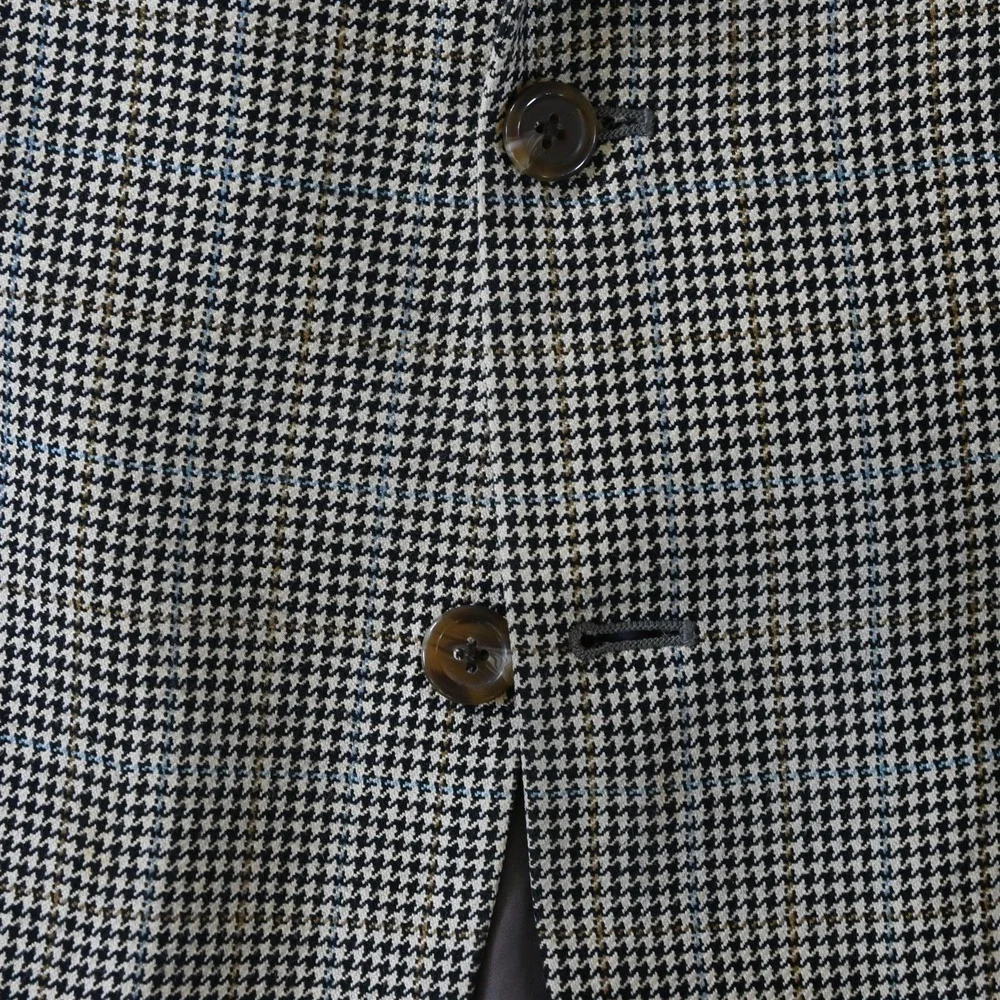 Chaps 40R Blue Glenn Check 100% Silk Mens Blazer‎ Suit Jacket Sport Coat